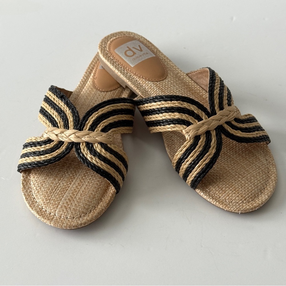 DV by Dolce Vita Women's Black and Tan Woven Sandals Size 7